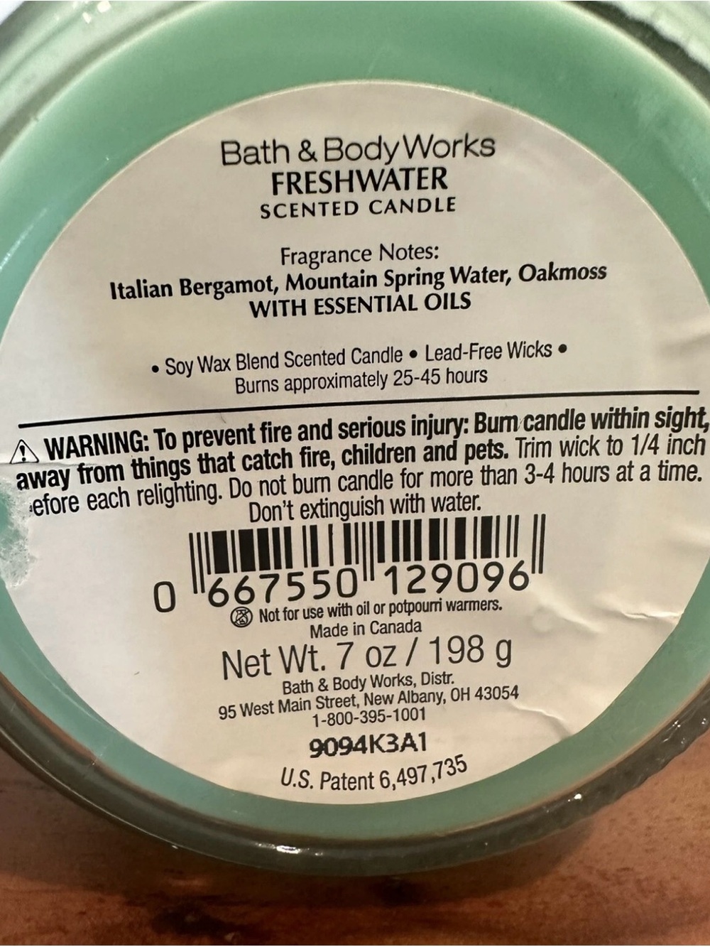 Bath & Body Works: Men’s Freshwater 7 Oz Single Wick Candle - Picture 4 of 4